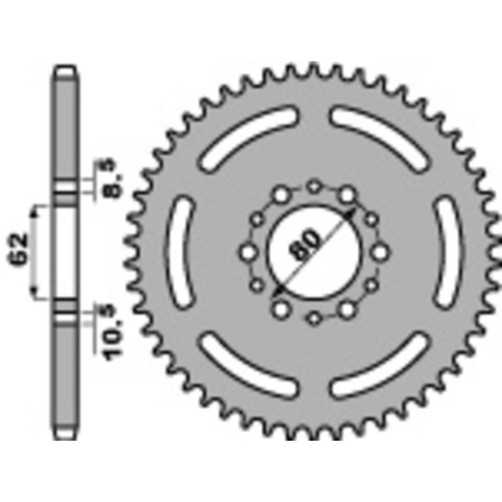 Couronne PBR acier standard - 520 845 40 F | Oxmoto