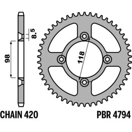 Couronne PBR alu standard - 420 4794 47 L | Oxmoto