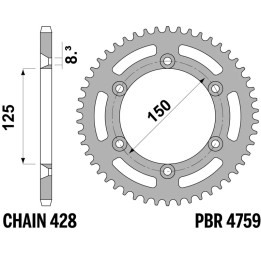 Couronne PBR alu ultra-light - 428 4759 54 L | Oxmoto
