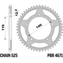Couronne PBR acier renforcé - 525 4671 46 C45T | Oxmoto