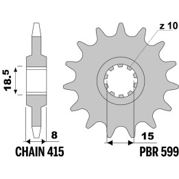 Pignon PBR acier standard - 415 599 14 18NC | Oxmoto