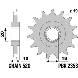 Pignon PBR acier standard - 520 2353 14 18NC | Oxmoto