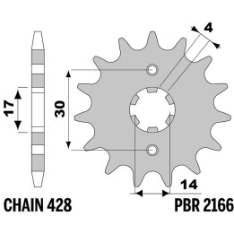 Pignon PBR acier standard - 428 2166 15 18NC | Oxmoto