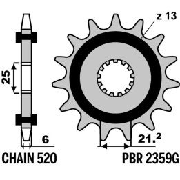 Pignon PBR acier anti-bruit - 520 2359G 15 18NC | Oxmoto