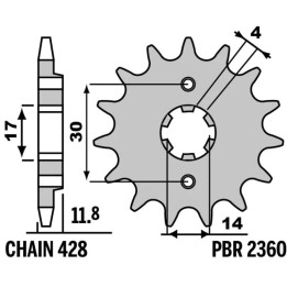 Pignon PBR acier standard - 428 2360 14 18NC | Oxmoto