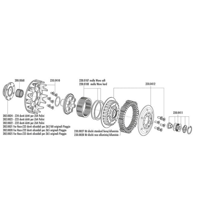 Embrayage Polini HT for Race - 23 dents droites 230.0531