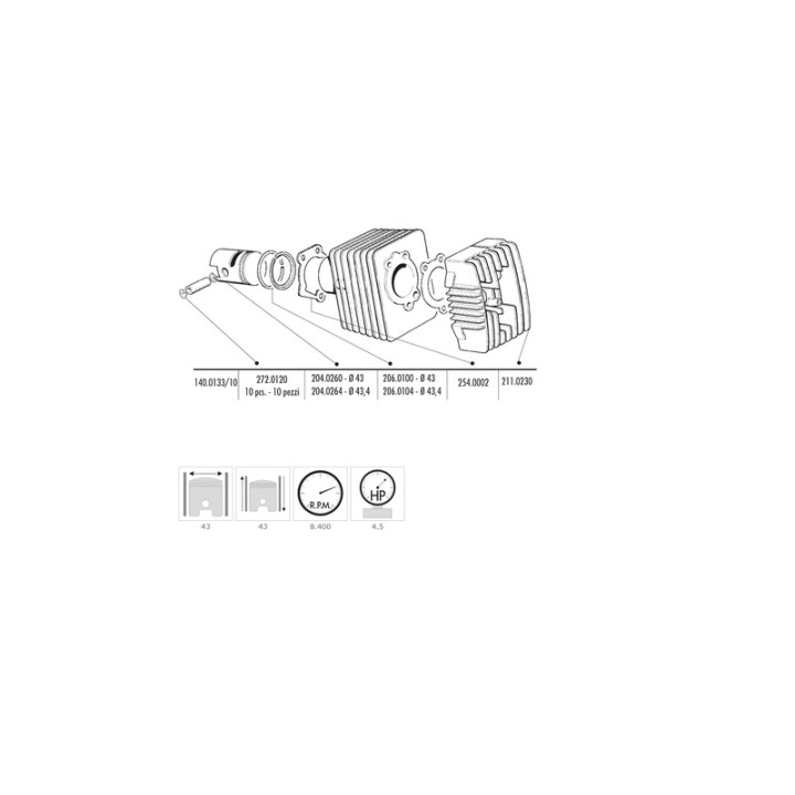 Kit cylindre Polini 140.0133/10 | Oxmoto