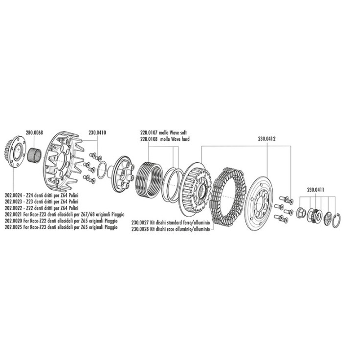 Embrayage Polini HT for Race - 23 dents droites 230.0533