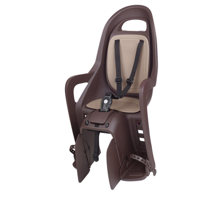 Siège enfant de vélo arrière Polisport Groovy Maxi CFS fixation porte-bagages - brun foncé/brun