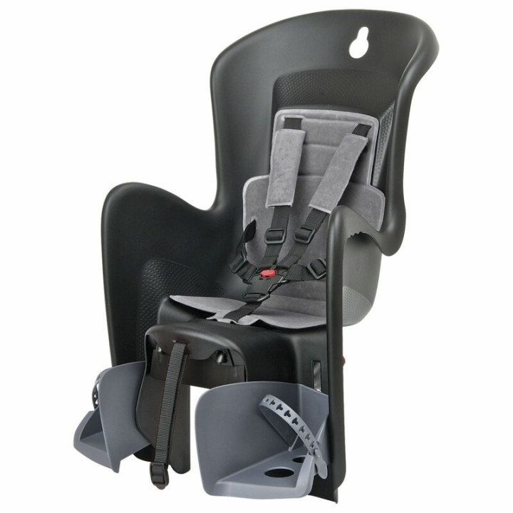 Siège enfant de vélo arrière Polisport Bilby Maxi CFS fixation porte-bagages - noir/gris foncé