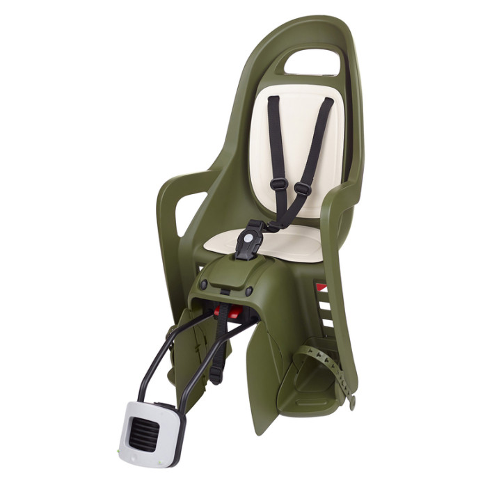 Siège enfant de vélo arrière Polisport Groovy RS+ fixation cadre - vert foncé/crème