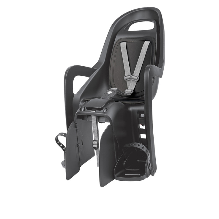 Siège enfant de vélo arrière Polisport Groovy Maxi CFS fixation porte-bagages - noir/gris foncé