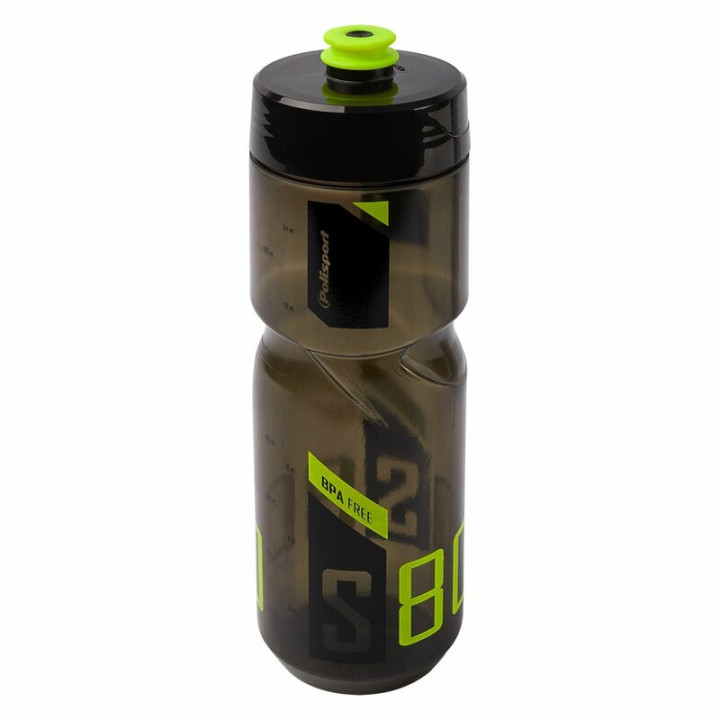 Bidon Polisport S800 clair noir/Lime vert bouchon à visser 700ml