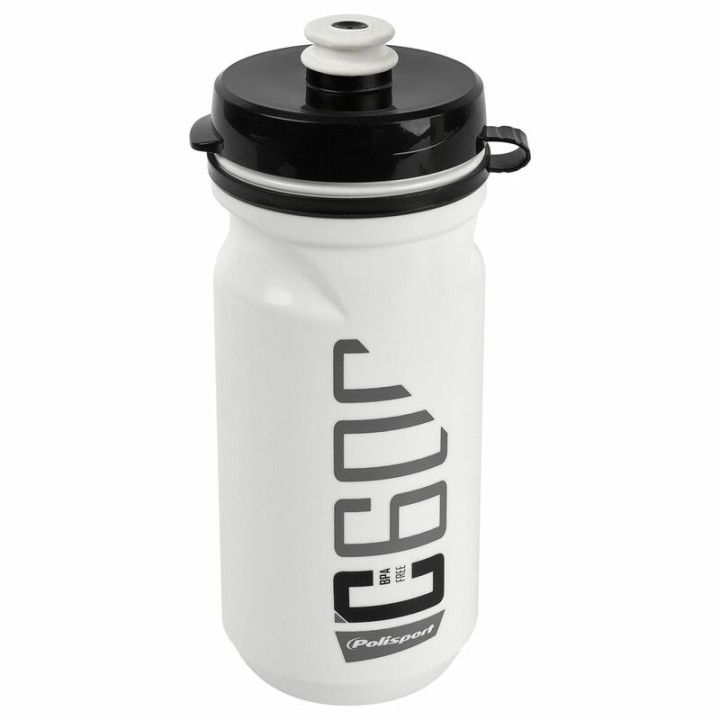 Bidon Polisport C600 blanc/noir bouchon à clipser 600ml