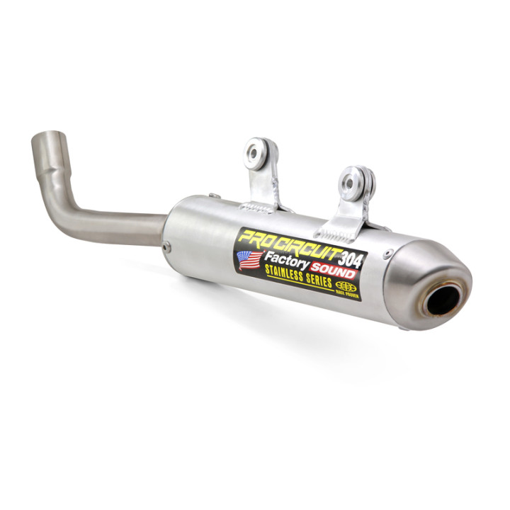 Silencieux PRO CIRCUIT 304 alu brossé/casquette inox Kawasaki KX 125