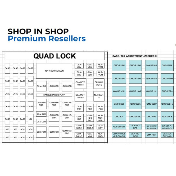 Présentoir Shop-in-Shop QUAD LOCK - français | Oxmoto