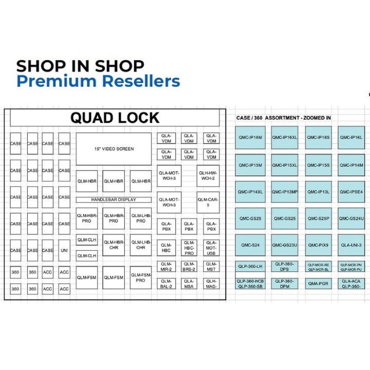 Présentoir Shop-in-Shop QUAD LOCK - anglais | Oxmoto