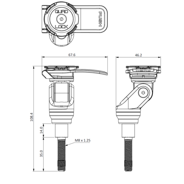 Support moto à tige filetée QUAD LOCK Pro | Oxmoto