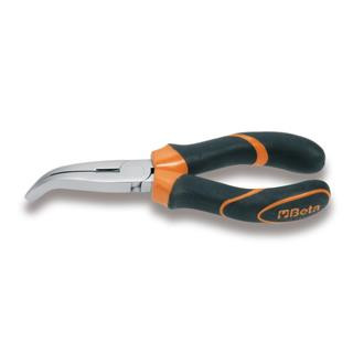 Pince à becs coudés plats longs striés Beta taille 200 branches gainées confort bi-matières