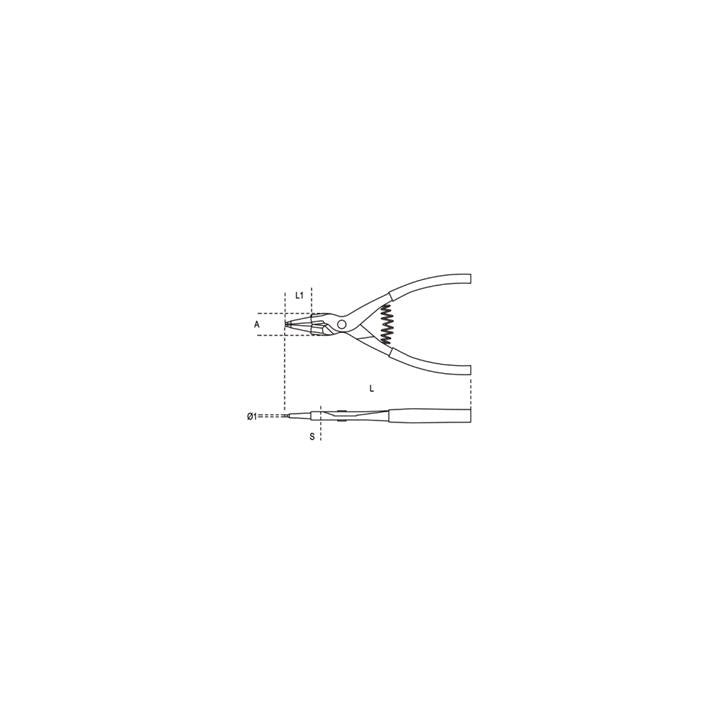 Pince pour circlips extérieurs à becs droits Beta taille 175