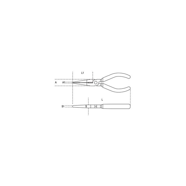 Pince à becs plats longs striés Beta taille 200 branches gainées confort bi-matières