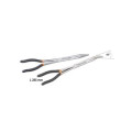 Jeu de 2 pinces extra-longues à becs demi-ronds striées avec double articulation