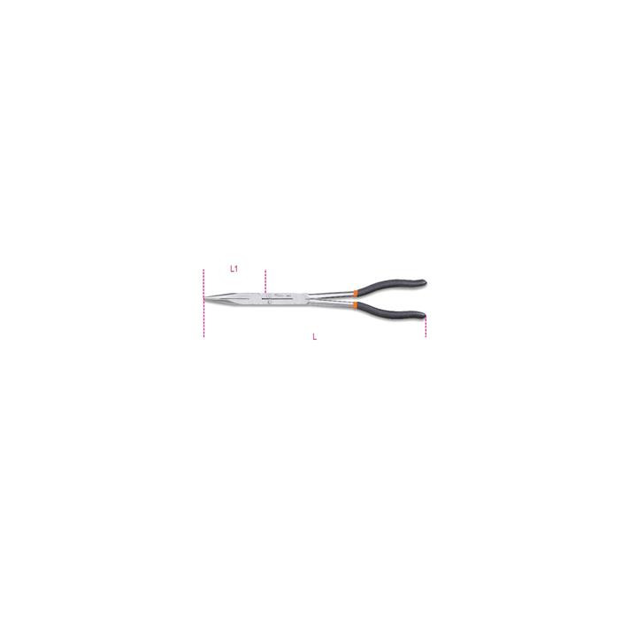 Jeu de 2 pinces extra-longues à becs demi-ronds striées avec double articulation