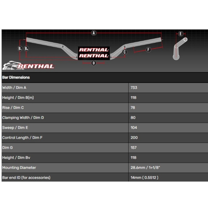 Guidon Renthal Fatbar 845 Medium | Oxmoto