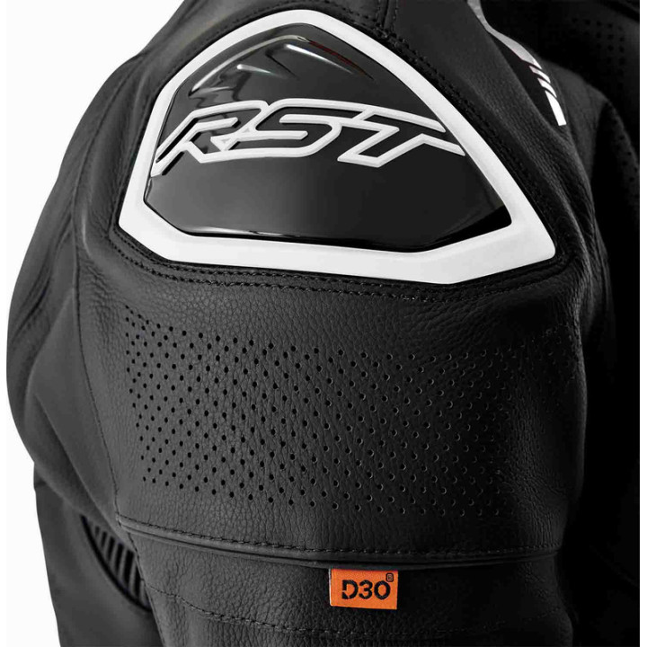 Veste RST S1 D3O cuir - noir/blanc | Oxmoto