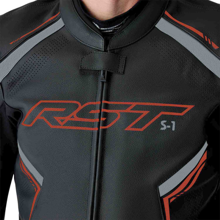 Veste RST S1 D3O cuir - noir/rouge | Oxmoto