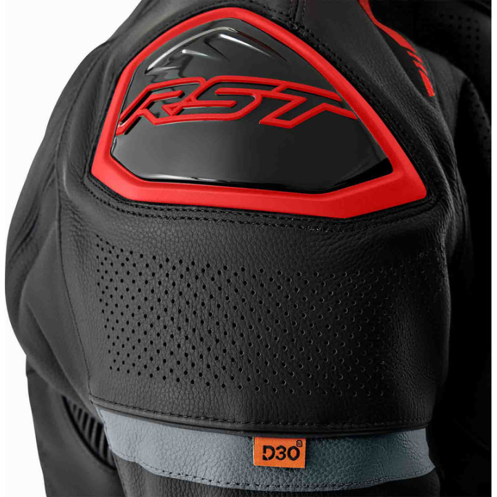 Veste RST S1 D3O cuir - noir/rouge | Oxmoto