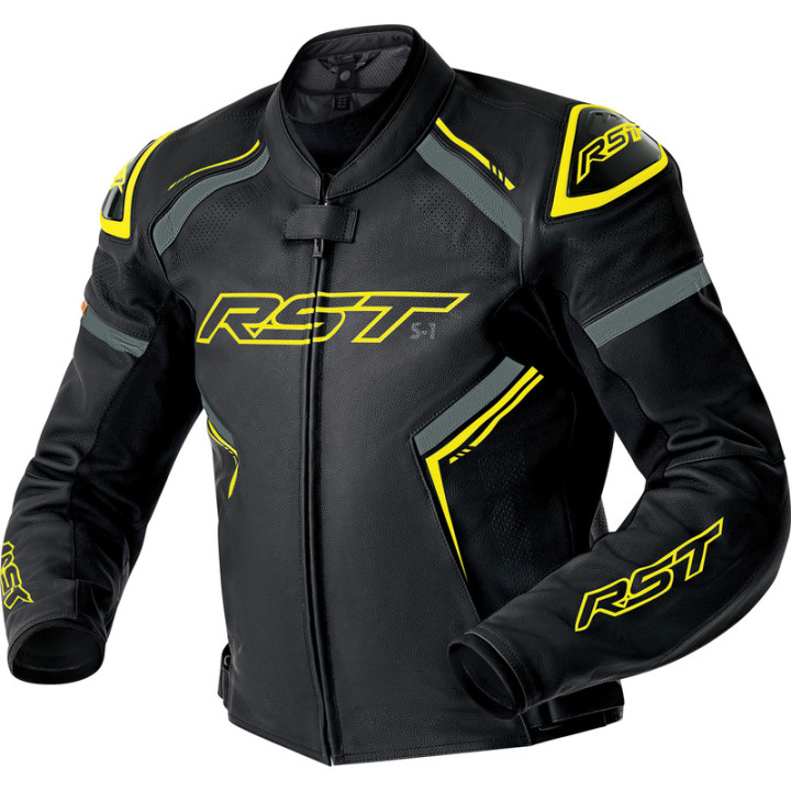Veste RST S1 D3O cuir - noir/jaune fluo | Oxmoto