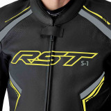 Veste RST S1 D3O cuir - noir/jaune fluo | Oxmoto