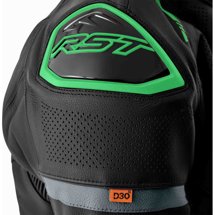 Veste RST S1 D3O cuir - noir/vert fluo | Oxmoto