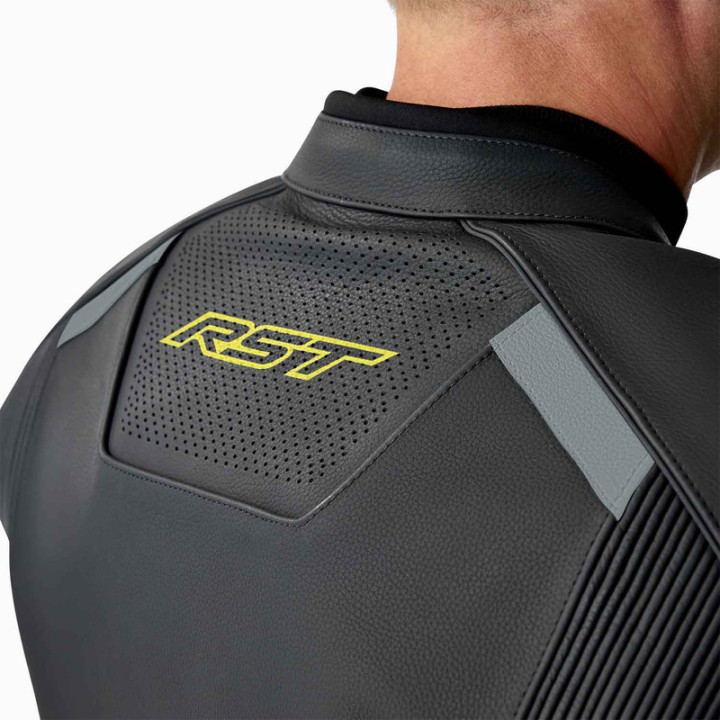 Veste RST S1 D3O cuir - noir/jaune fluo | Oxmoto
