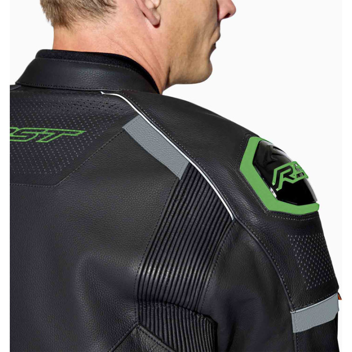 Veste RST S1 D3O cuir - noir/vert fluo | Oxmoto