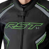 Veste RST S1 D3O cuir - noir/vert fluo | Oxmoto