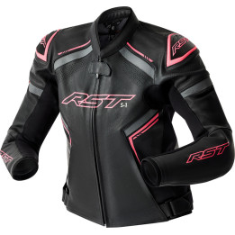 Veste femme RST S1 D3O cuir - noir/rose | Oxmoto