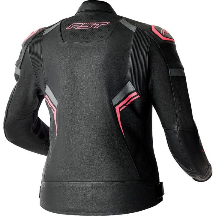Veste femme RST S1 D3O cuir - noir/rose | Oxmoto