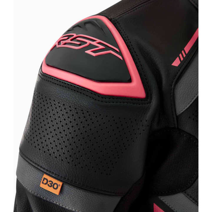 Veste femme RST S1 D3O cuir - noir/rose | Oxmoto