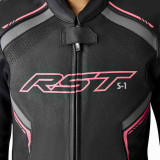 Veste femme RST S1 D3O cuir - noir/rose | Oxmoto