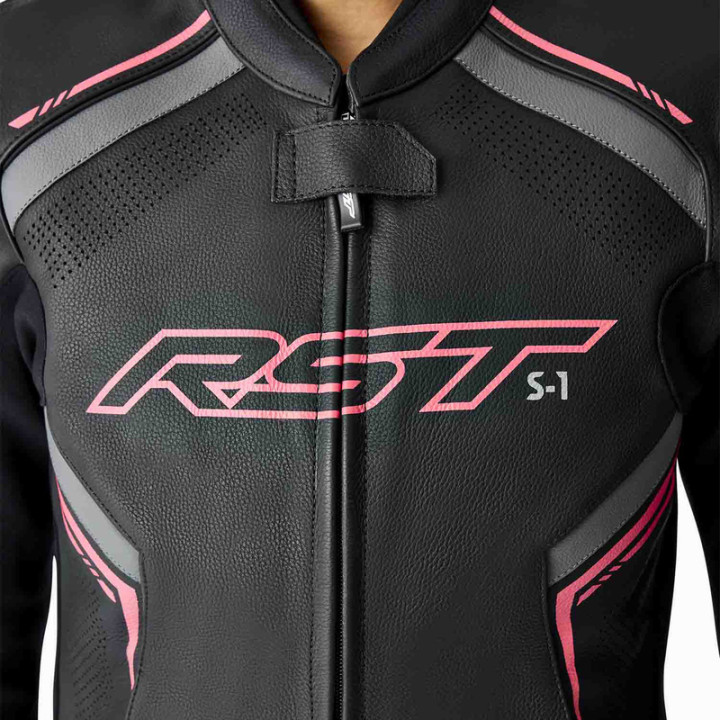 Veste femme RST S1 D3O cuir - noir/rose | Oxmoto