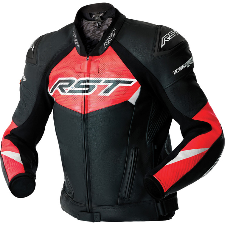 Veste RST Tractech Evo D3O cuir - noir/rouge | Oxmoto