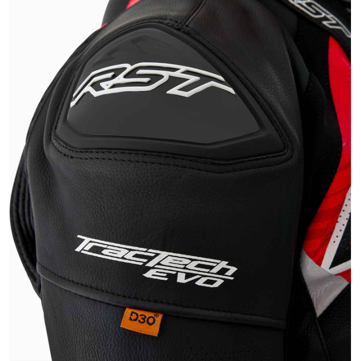 Veste RST Tractech Evo D3O cuir - noir/rouge | Oxmoto