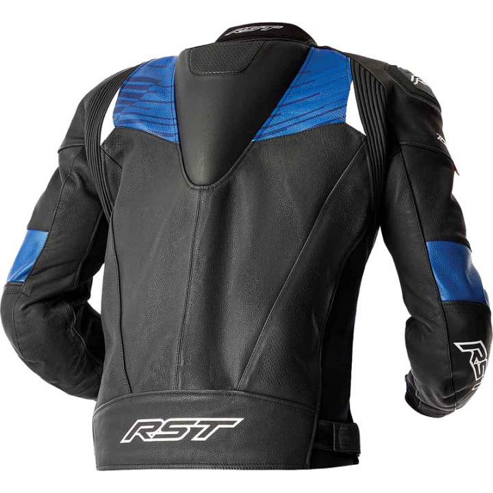 Veste RST Tractech Evo D3O cuir - noir/bleu | Oxmoto