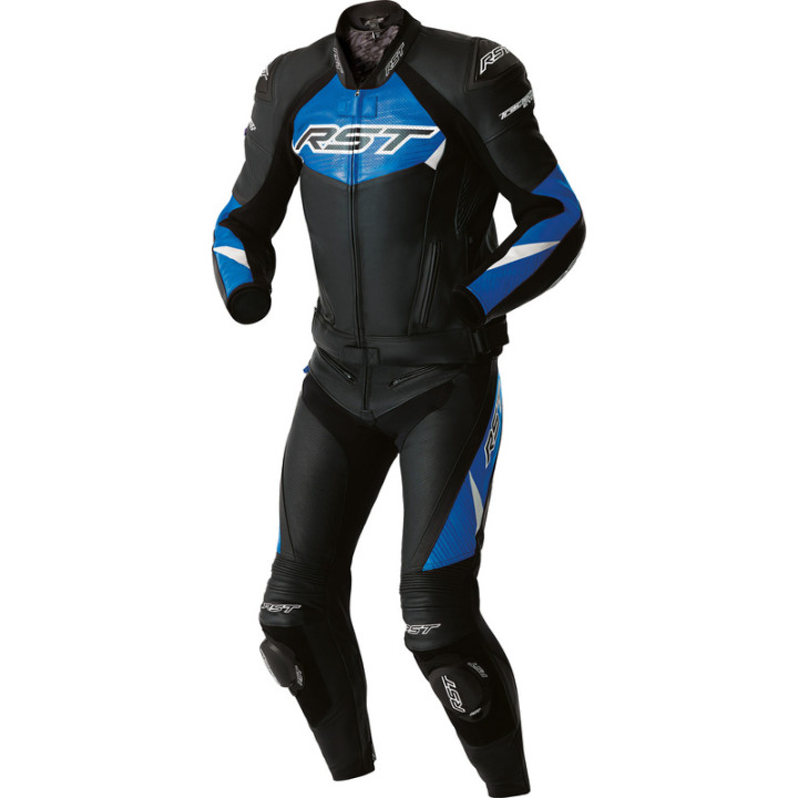 Veste RST Tractech Evo D3O cuir - noir/bleu | Oxmoto