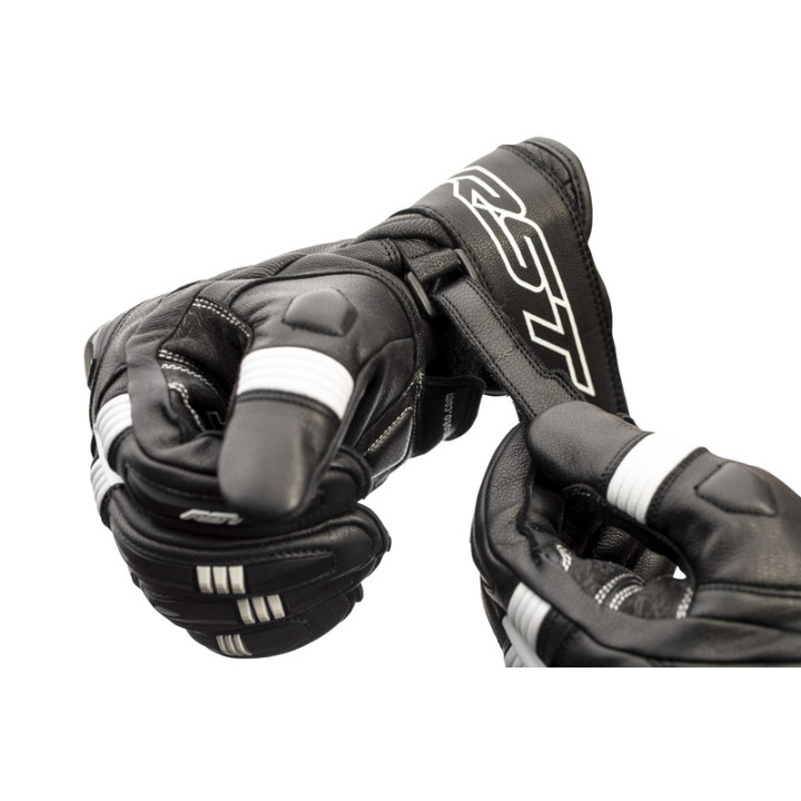 Gants RST Pilot CE cuir - noir/blanc | Oxmoto