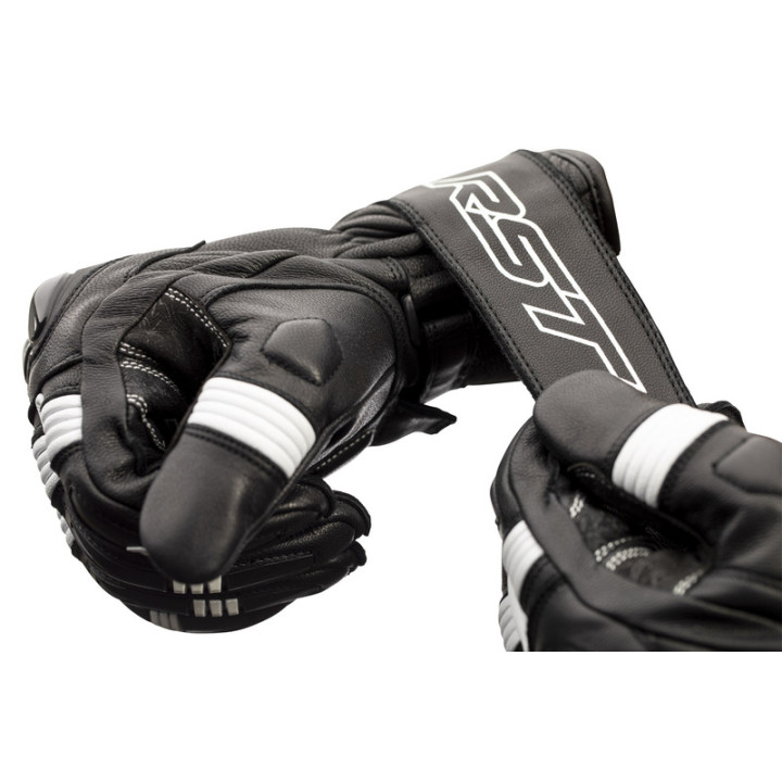 Gants RST Pilot CE cuir - noir/blanc | Oxmoto