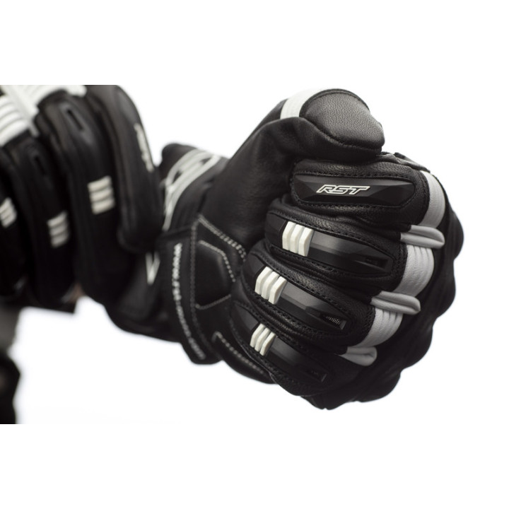 Gants RST Pilot CE cuir - noir/blanc | Oxmoto