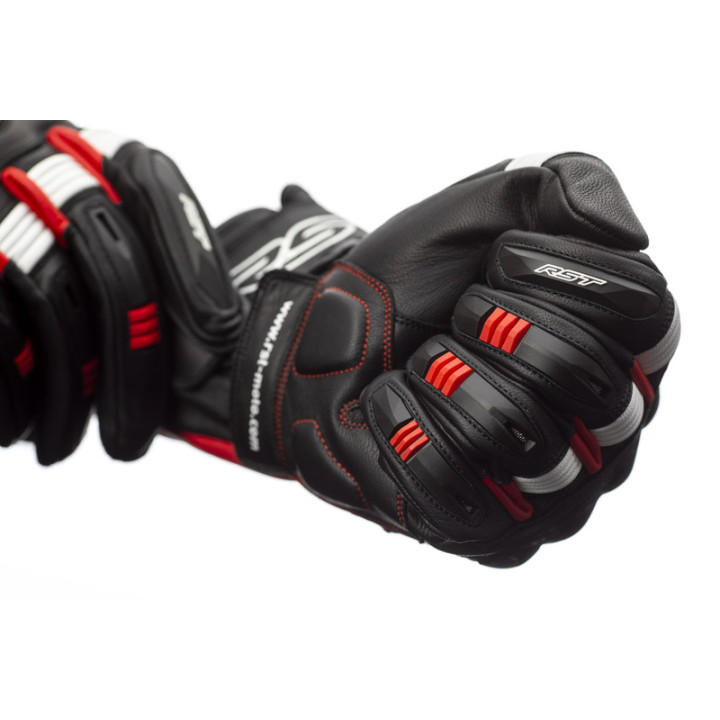 Gants RST Pilot CE cuir - noir/rouge/blanc | Oxmoto